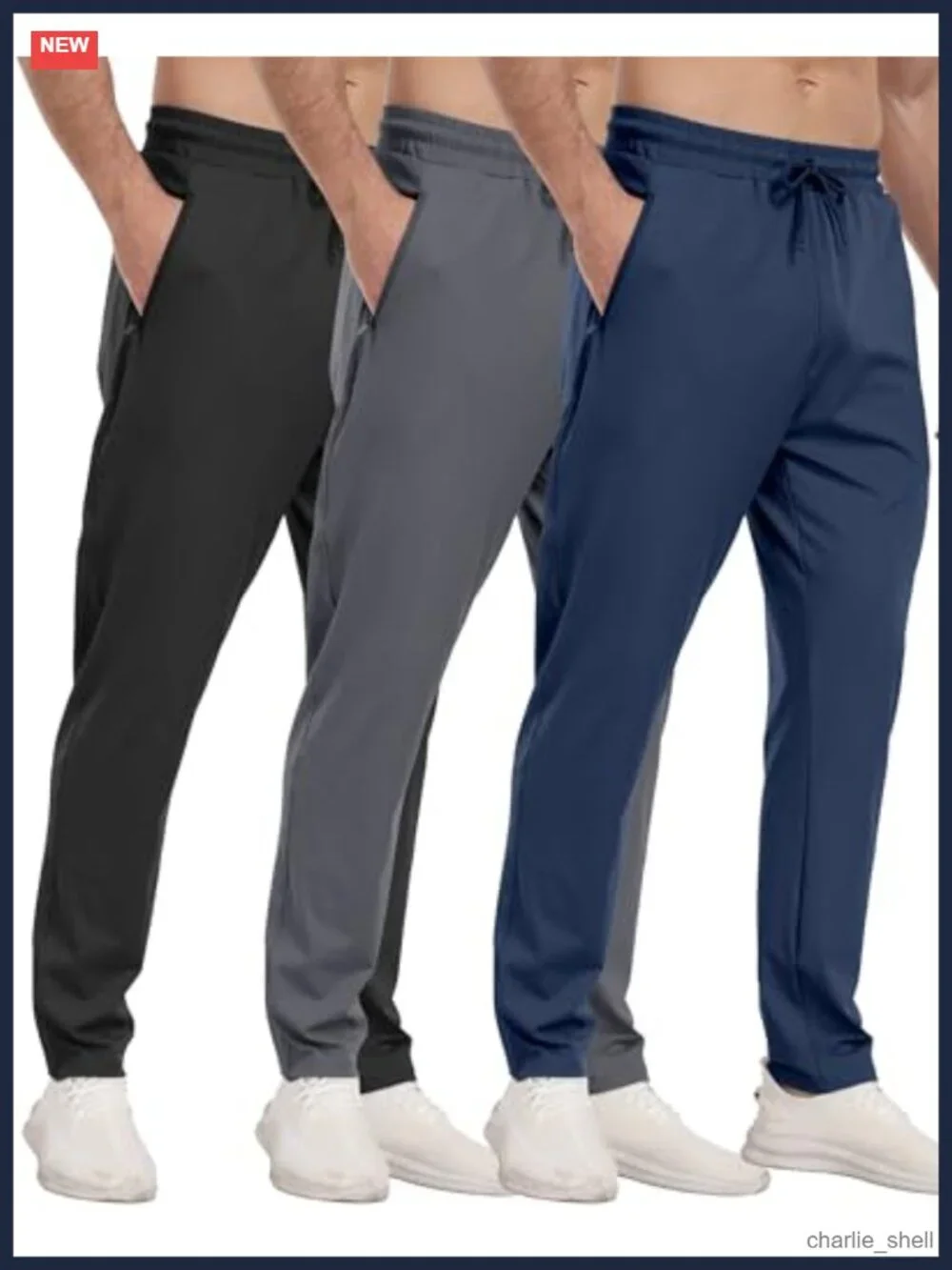 Mens Athletic Sweatpants 3 Pack with Zipper Pockets Joggers Gym Running